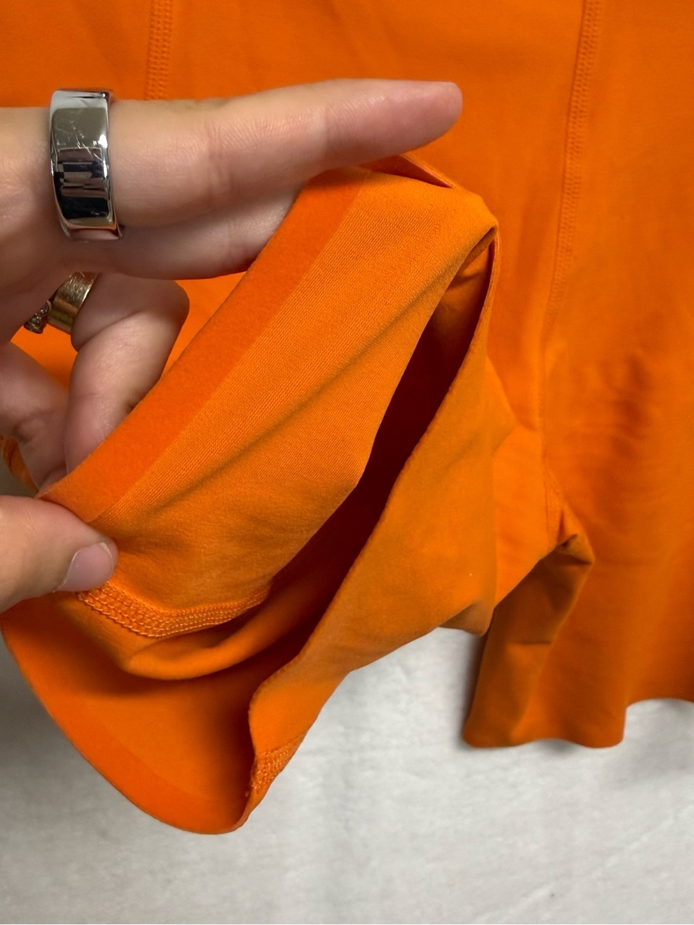 High-Rise Orange Women’s Bike Shorts with Pocket - Picture 5 of 8
